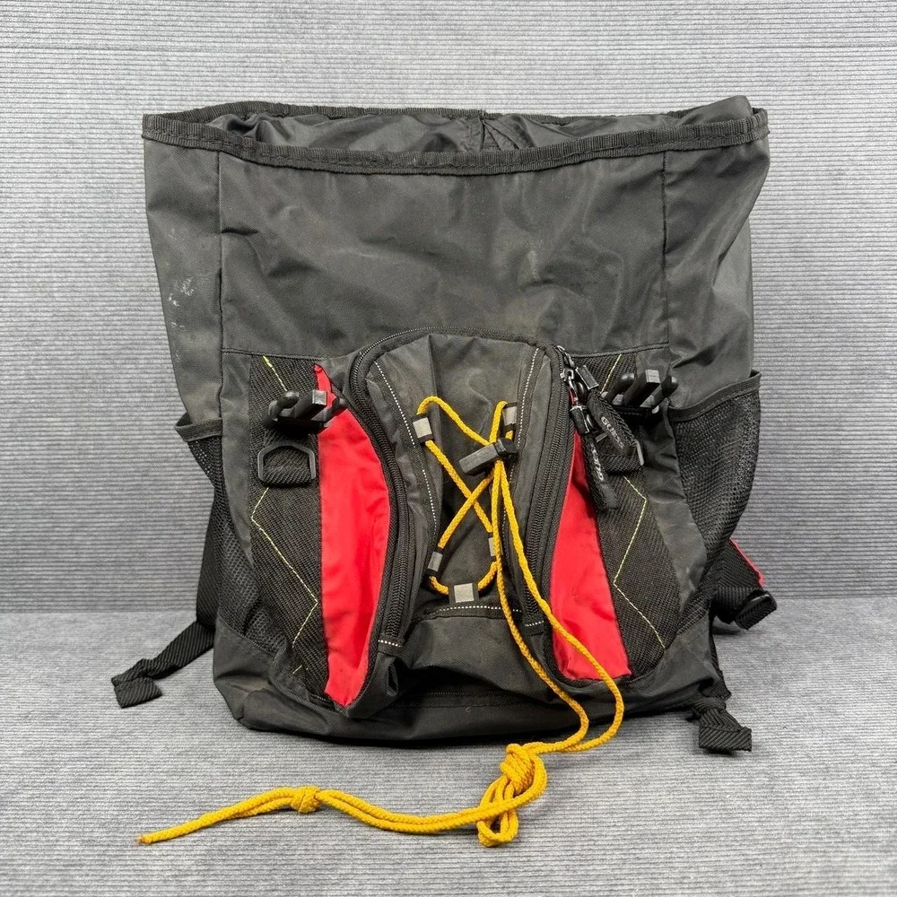 Vintage GUESS Backpack Red Black Nylon Hiking Rucksack School Bag 90s Y2K Gorp
